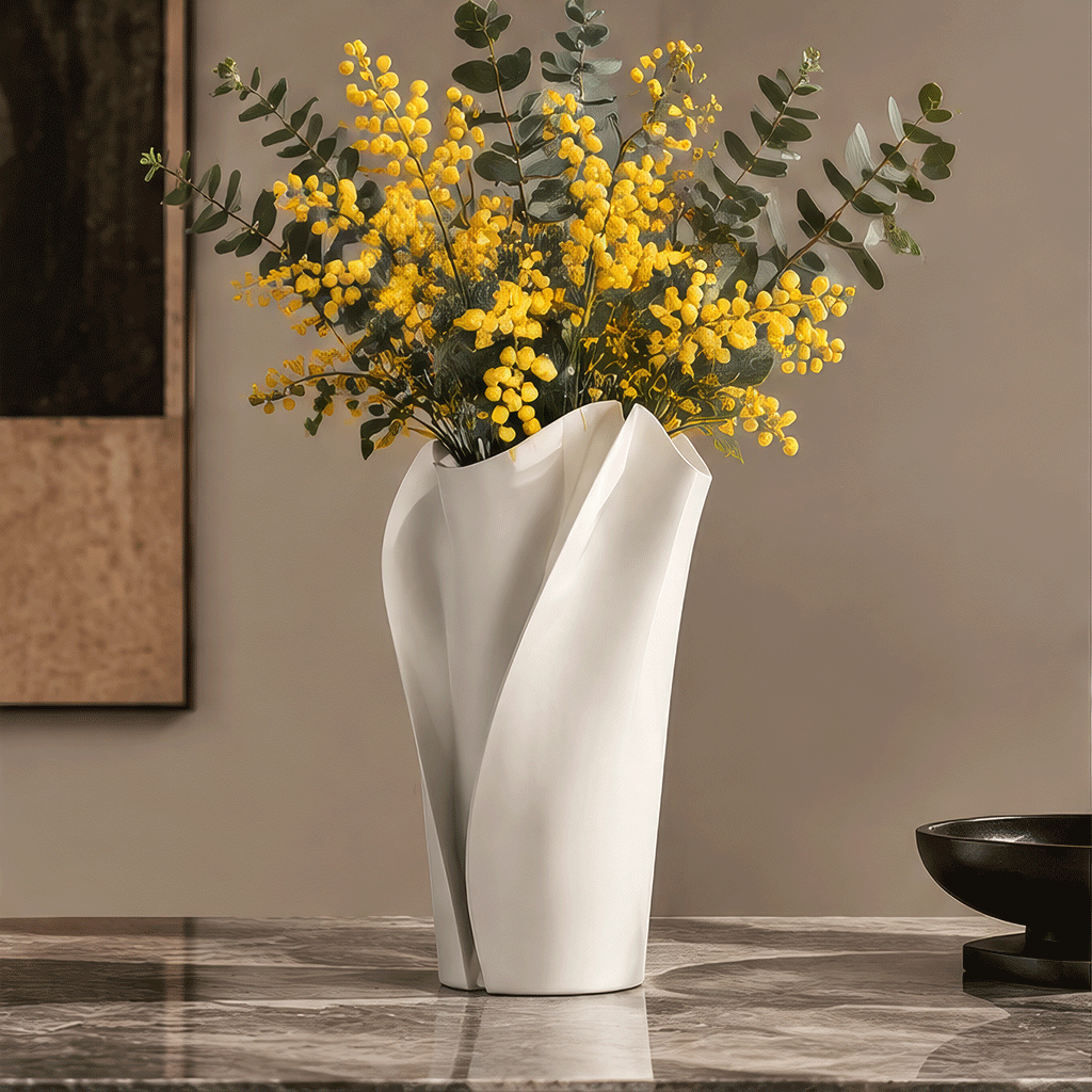 NEXAURAO® White Folded Art Vase