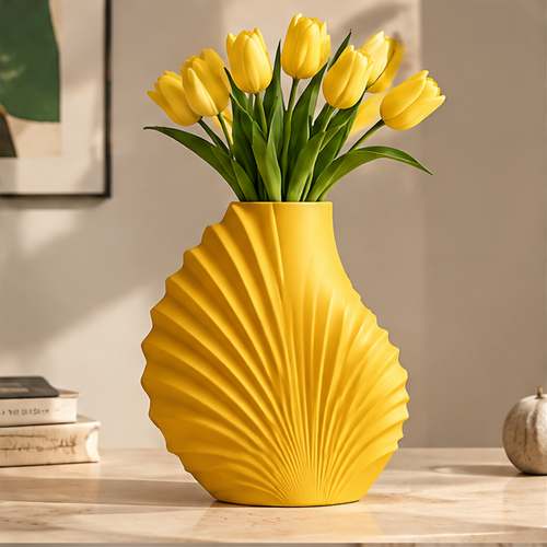 NEXAURAO® Shell Pleated Ceramic Vase