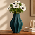 NEXAURAO® Emerald Ribbed Ceramic Vase