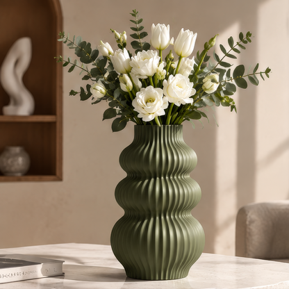 NEXAURAO® Sage Ribbed Tiered Vase