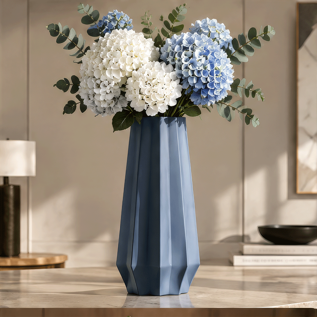 NEXAURAO® Slate Blue Geometric Vase