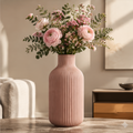 NEXAURAO® Blush Ribbed Cylinder Vase
