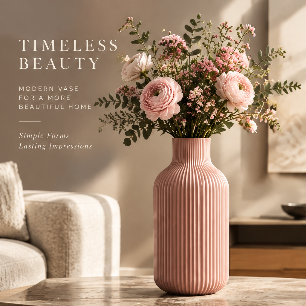 NEXAURAO® Blush Ribbed Cylinder Vase