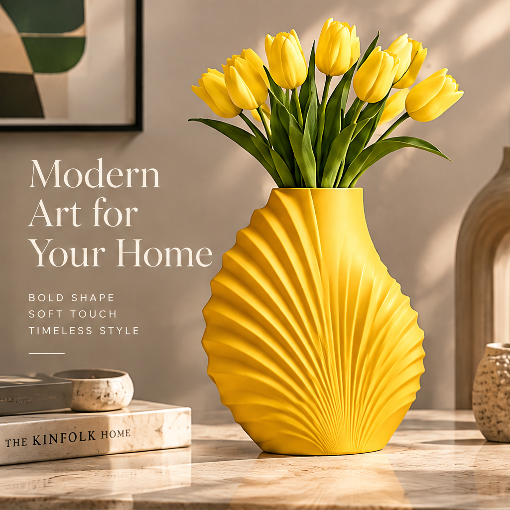 NEXAURAO® Shell Pleated Ceramic Vase