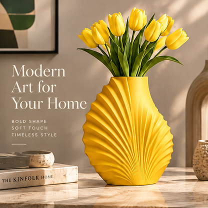 NEXAURAO® Shell Pleated Ceramic Vase