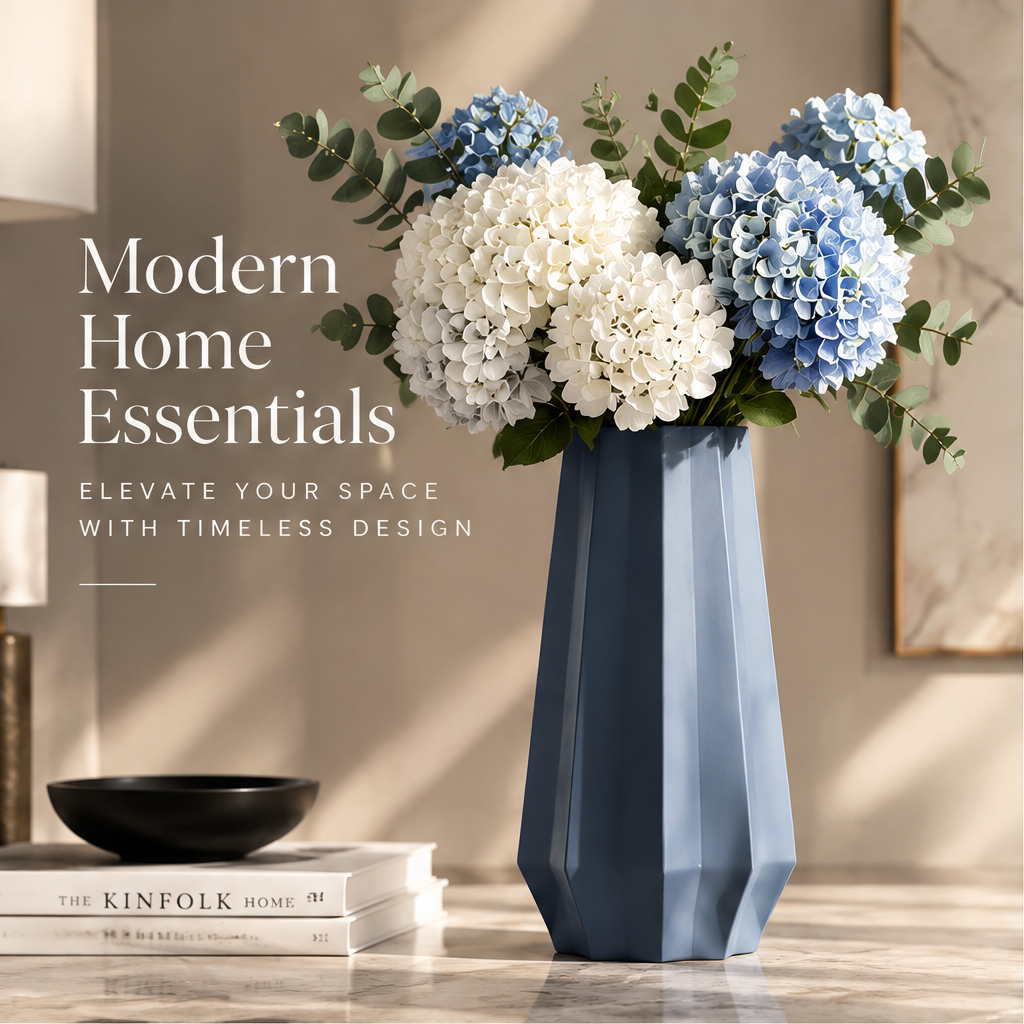 NEXAURAO® Slate Blue Geometric Vase