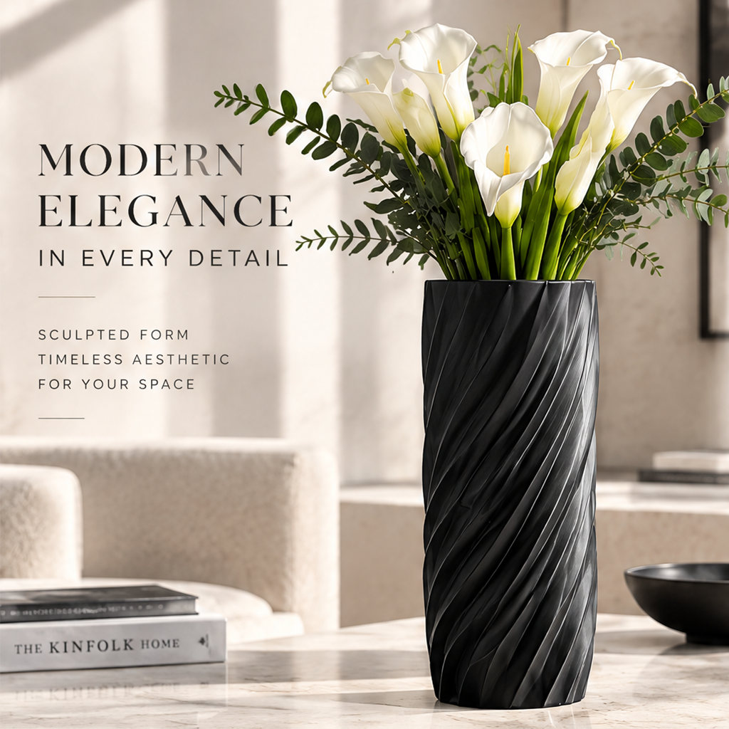 NEXAURAO® Midnight Spiral Column Vase