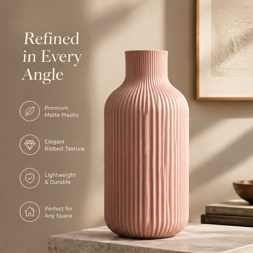 NEXAURAO® Blush Ribbed Cylinder Vase