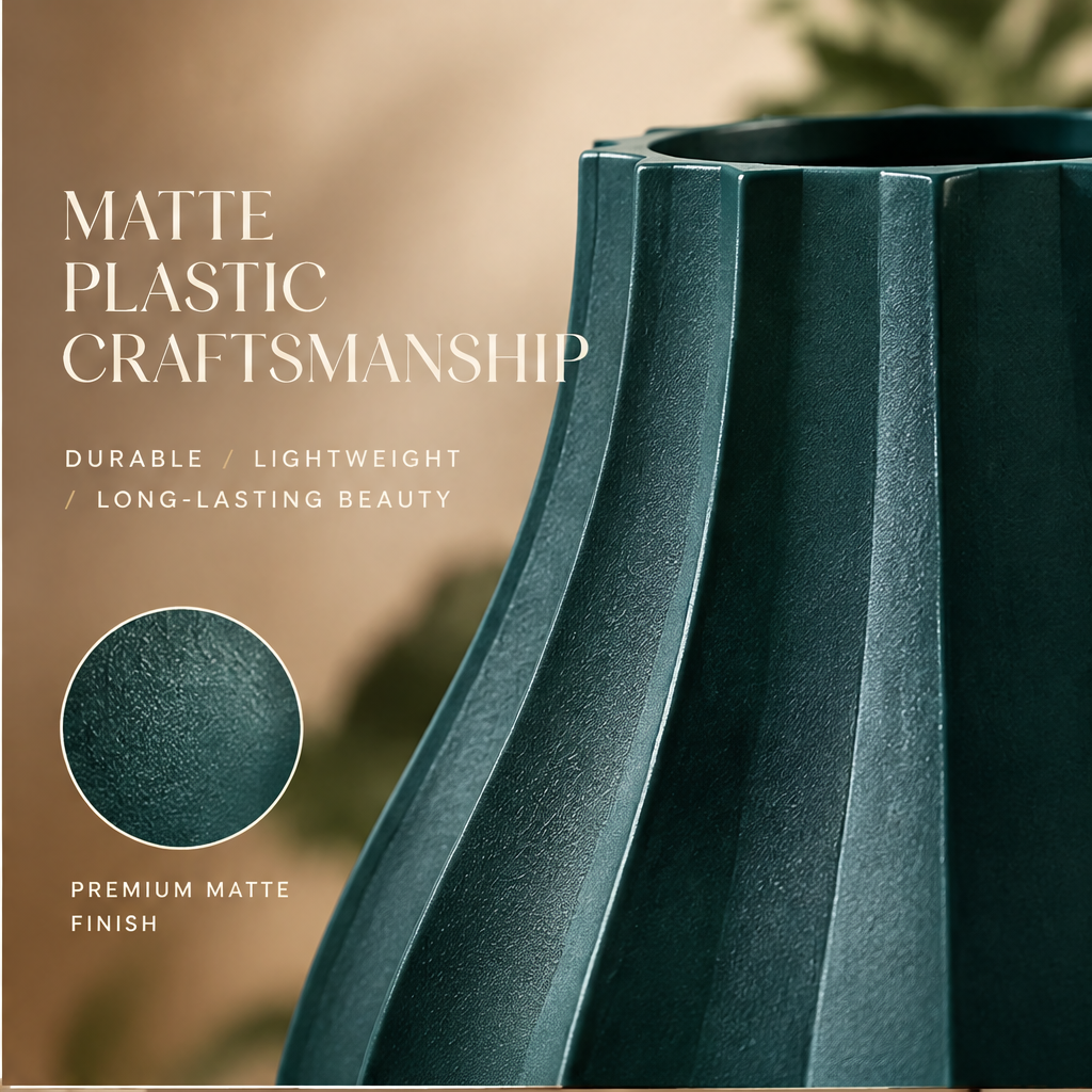 NEXAURAO® Emerald Ribbed Ceramic Vase