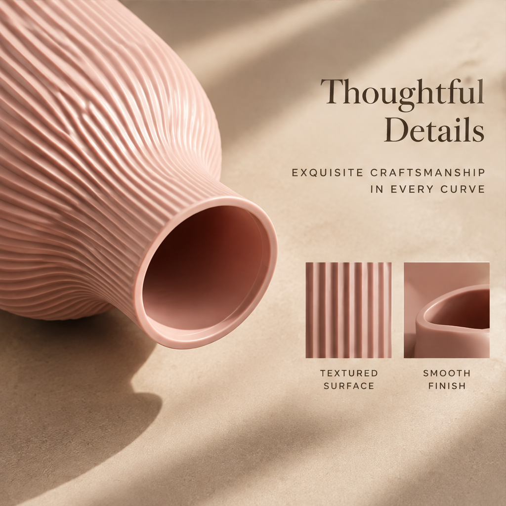 NEXAURAO® Blush Ribbed Cylinder Vase