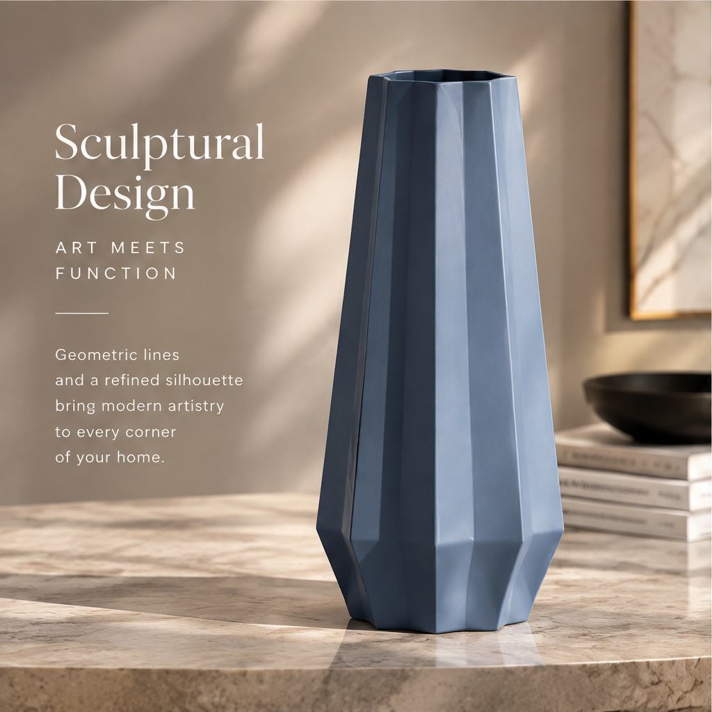 NEXAURAO® Slate Blue Geometric Vase