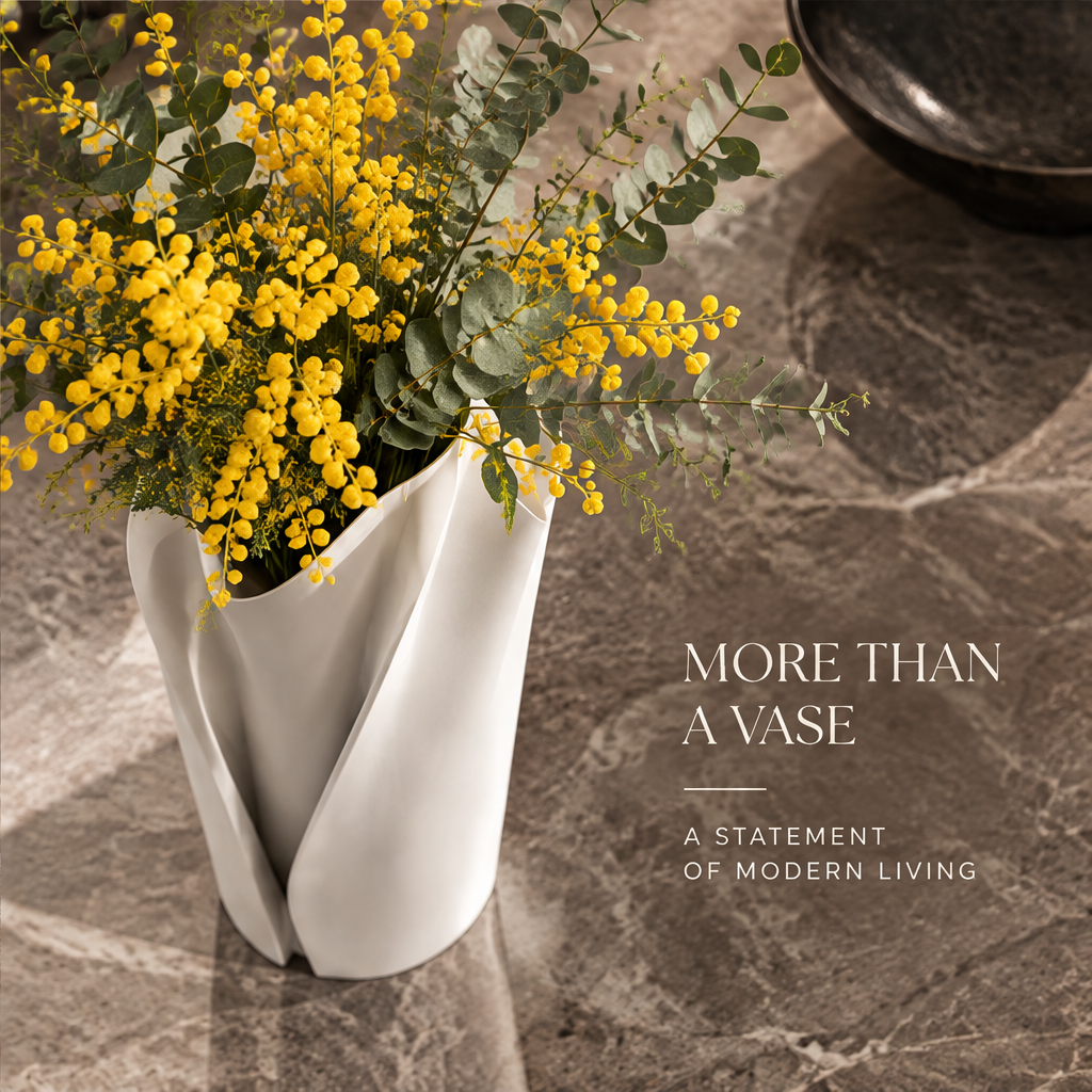 NEXAURAO® White Folded Art Vase