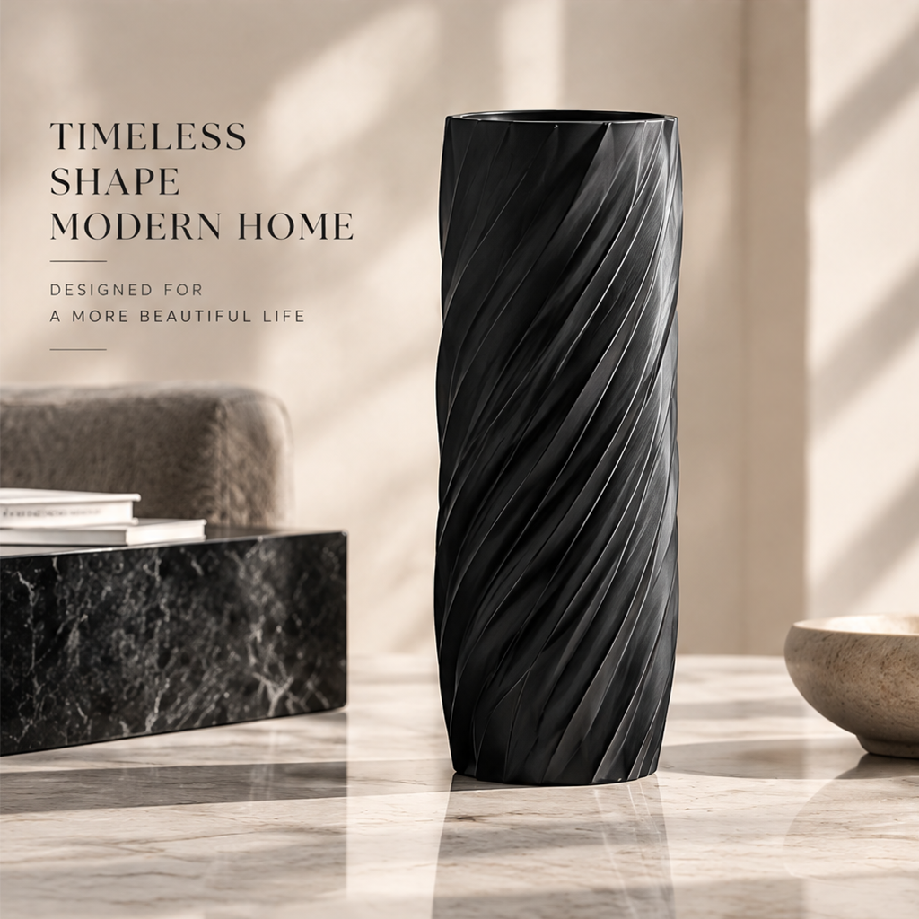 NEXAURAO® Midnight Spiral Column Vase
