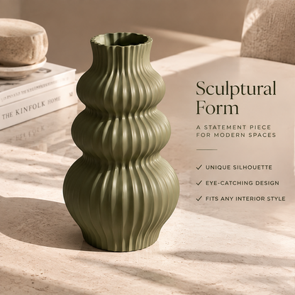 NEXAURAO® Sage Ribbed Tiered Vase