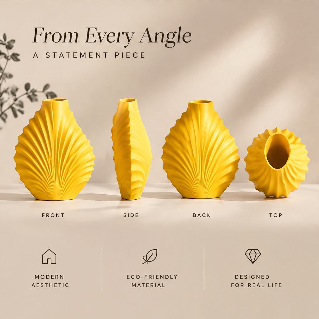 NEXAURAO® Shell Pleated Ceramic Vase