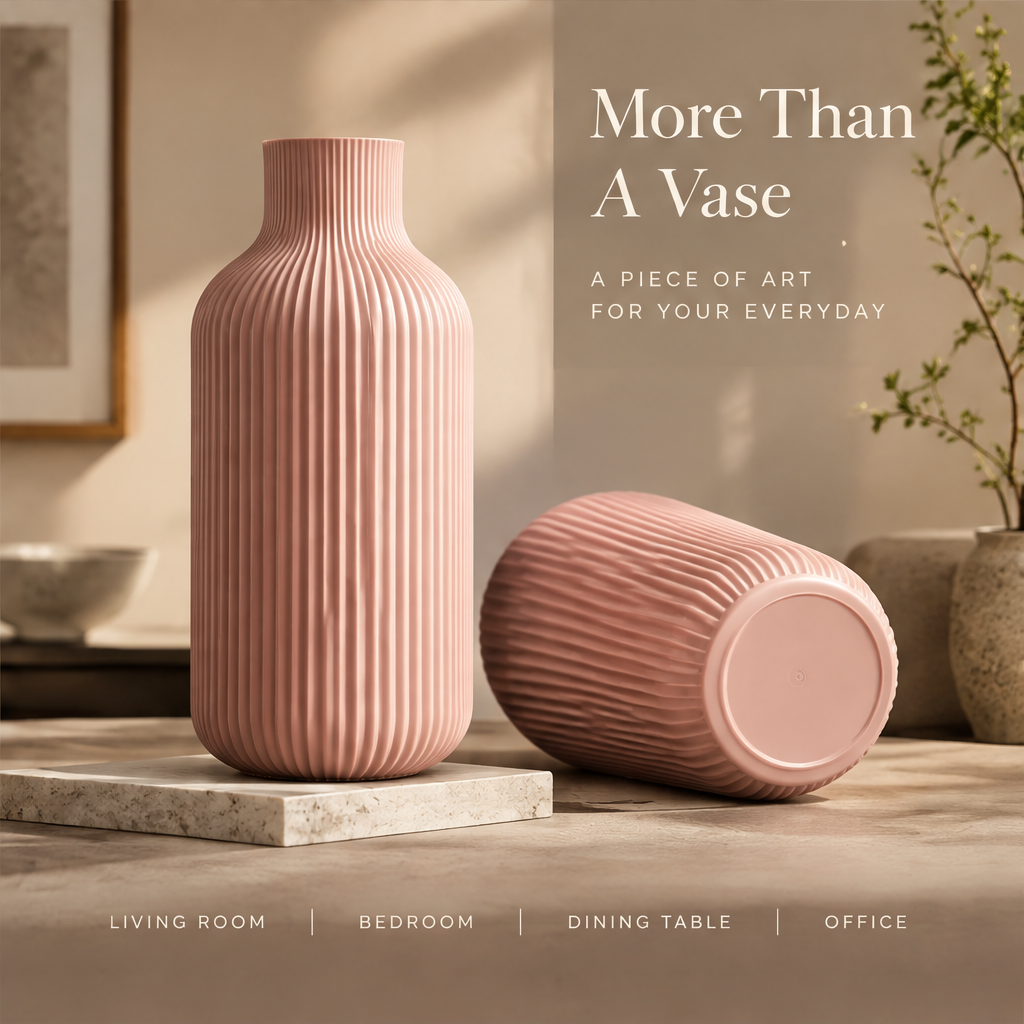NEXAURAO® Blush Ribbed Cylinder Vase
