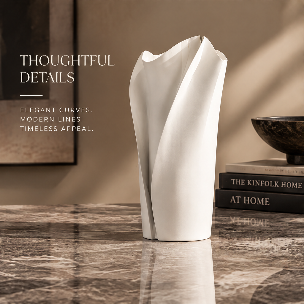 NEXAURAO® White Folded Art Vase