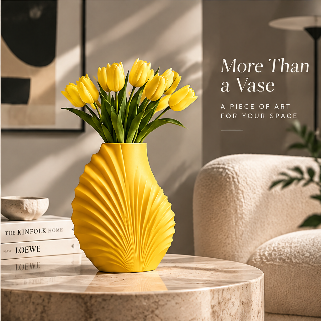NEXAURAO® Shell Pleated Ceramic Vase